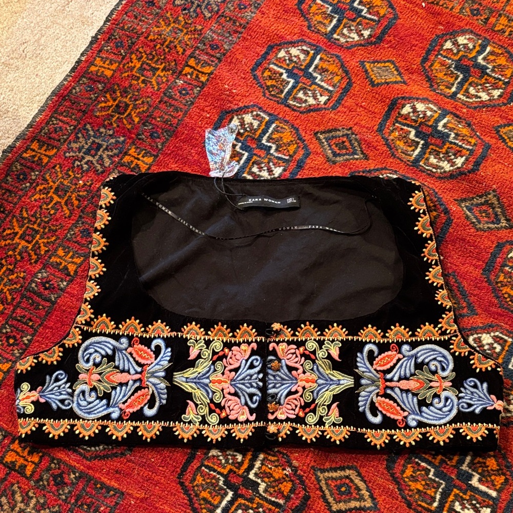 Zara Embroidered Black Velvet Best or Dirndl